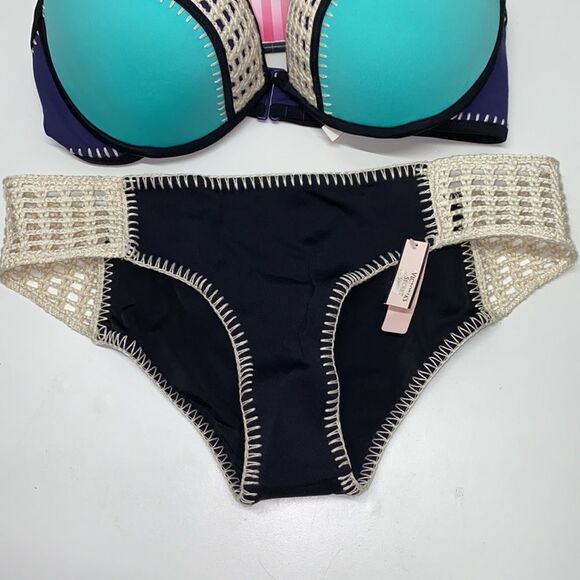 🔥🏖VICTORIA SECRET  swimsuit The Fabulous/push-up  cheeky  green/purple New - Picture 4 of 8